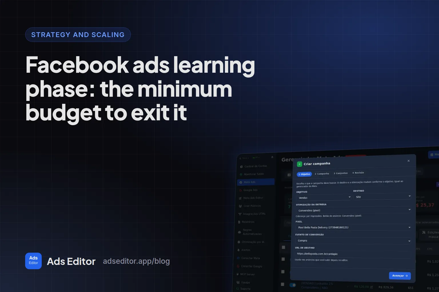 Table of minimum daily budget per ad set to exit the Facebook ads learning phase by target CPA