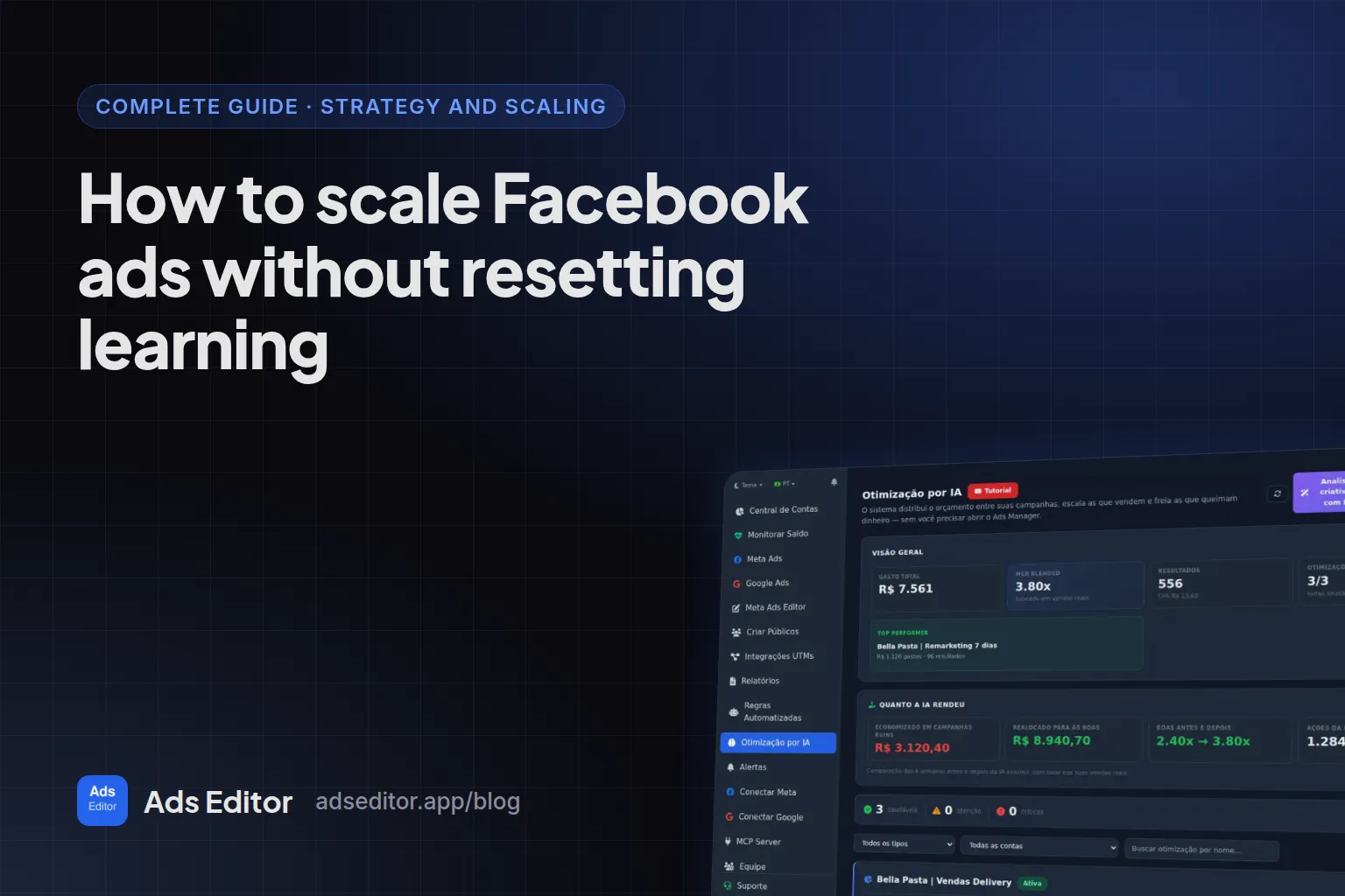 Budget scaling dashboard for Meta ads showing step increases and results by campaign