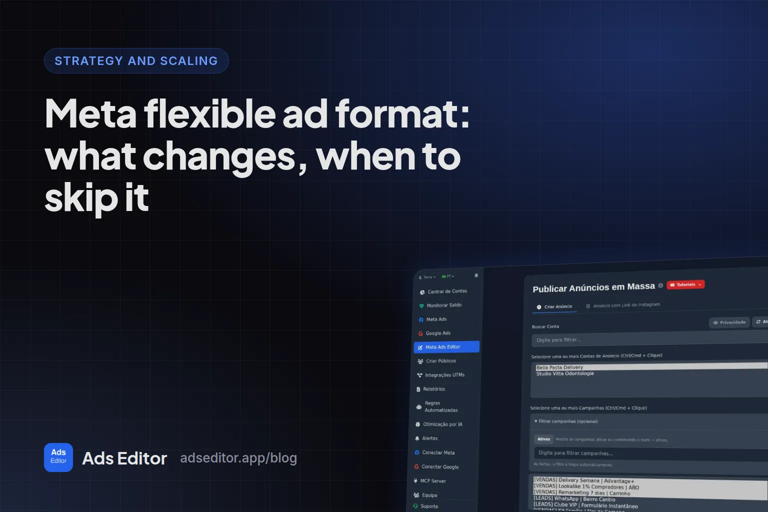 Meta flexible ad format grouping several images, videos and texts in one ad