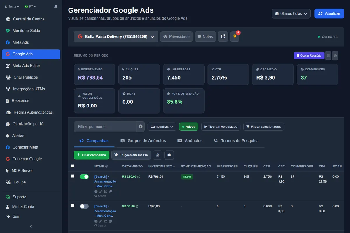 Google Ads search terms tab with an action to add negative keywords